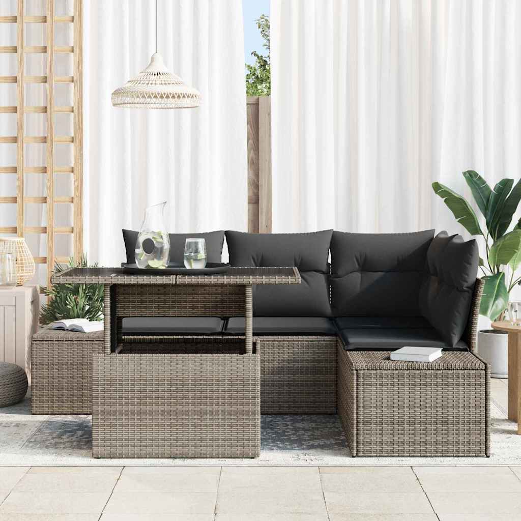 Ensemble de canapé de jardin avec coussin 5 pcs Gris polyrotin - XIOS