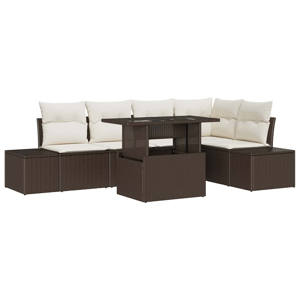 Ensemble de canapé de jardin 6 pcs Marron Poly rotin - XIOS