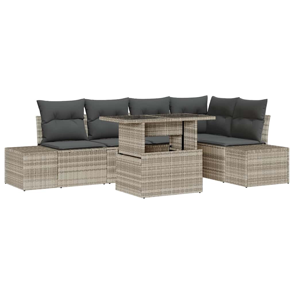 Ensemble de canapé de jardin 6 pcs Gris clair Poly rotin