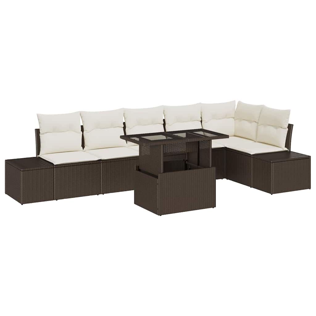 Ensemble de canapé de jardin 7 pcs Marron Poly rotin - XIOS