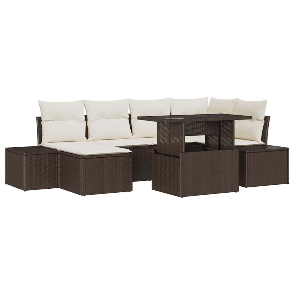 Ensemble de canapé de jardin 7 pcs Marron Poly rotin - XIOS