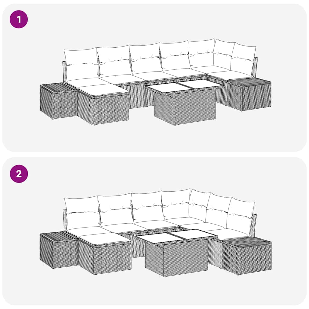 Ensemble de canapé de jardin 8 pcs Marron Poly rotin - XIOS