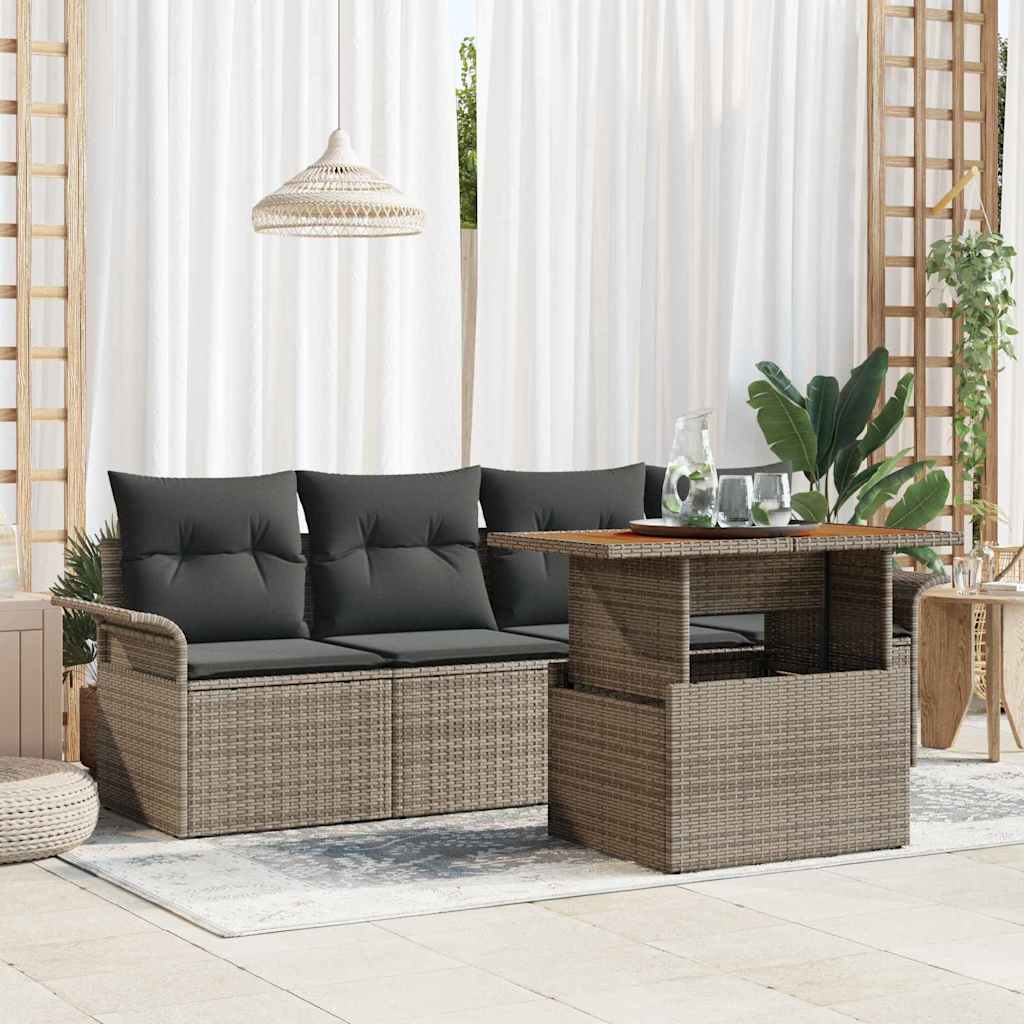Ensemble de canapé de jardin 5 pcs Gris Poly rotin - XIOS