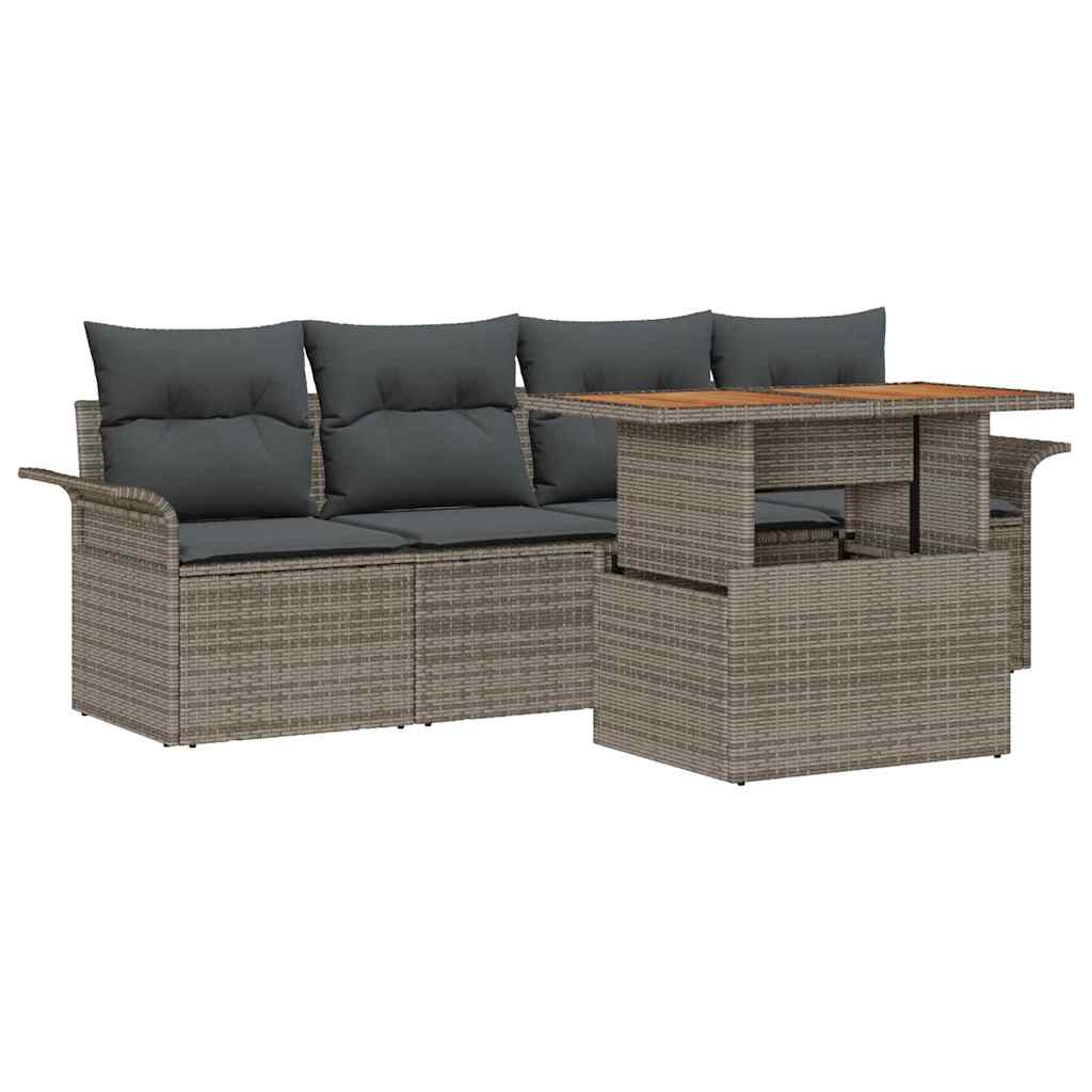 Ensemble de canapé de jardin 5 pcs Gris Poly rotin - XIOS