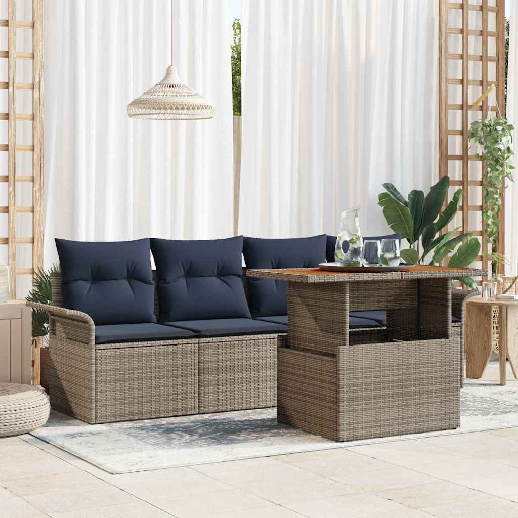 Ensemble de canapé de jardin 5 pcs Gris Poly rotin - XIOS