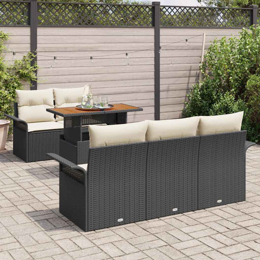 Ensemble de canapé de jardin 6 pcs Noir Poly rotin - XIOS