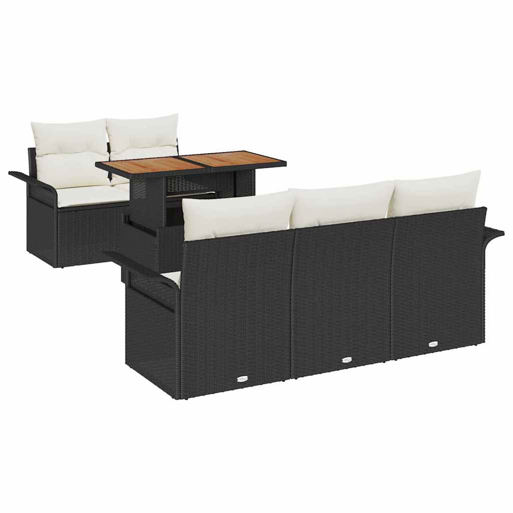Ensemble de canapé de jardin 6 pcs Noir Poly rotin - XIOS