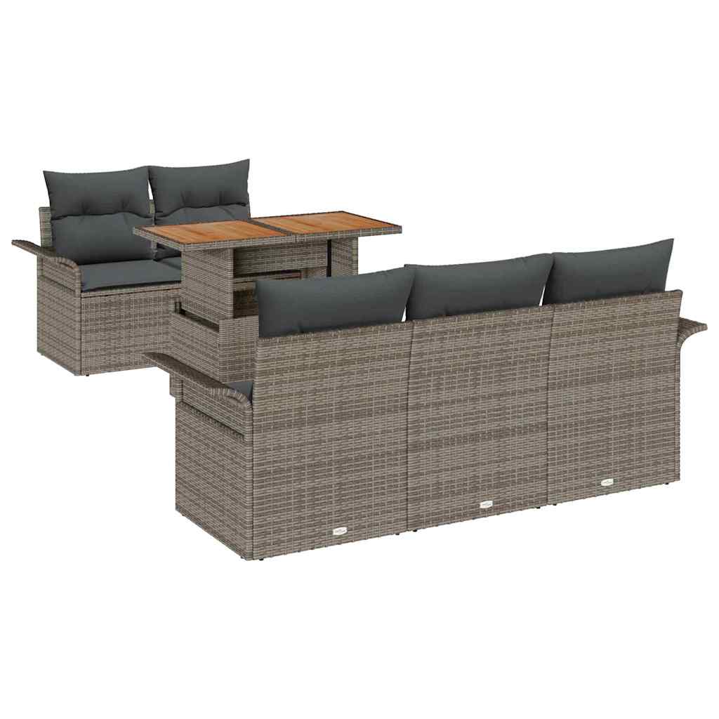 Ensemble de canapé de jardin 6 pcs Gris Poly rotin - XIOS