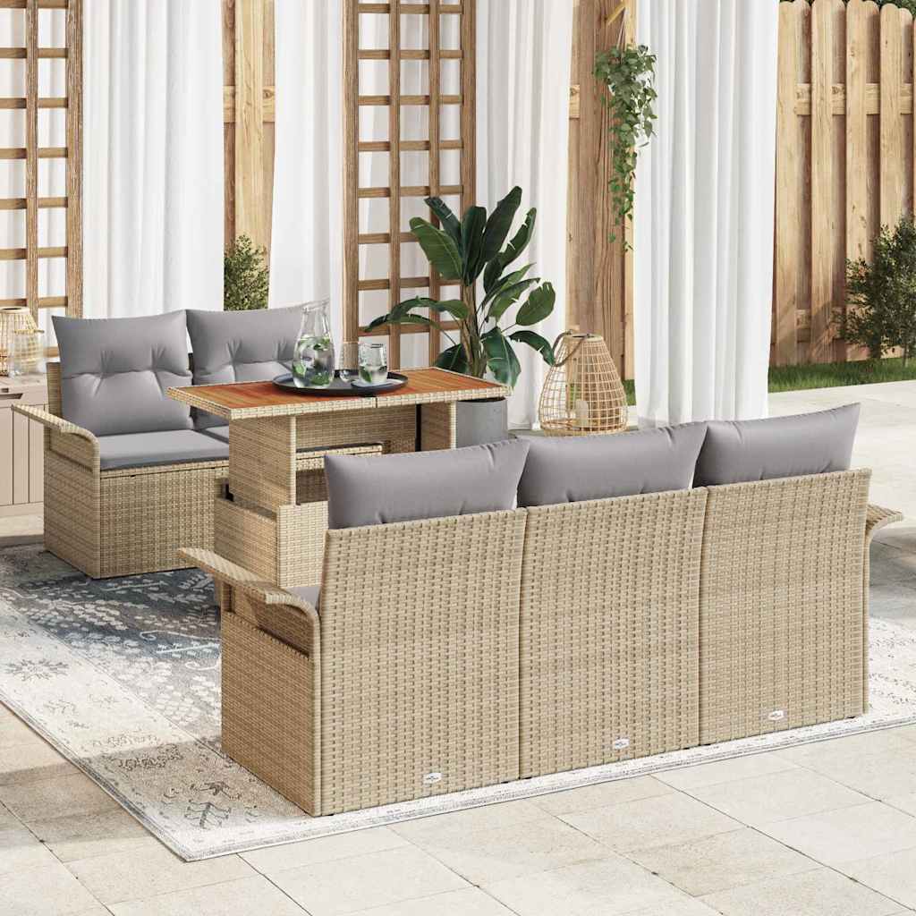 Ensemble de canapé de jardin 6 pcs Beige Poly rotin - XIOS
