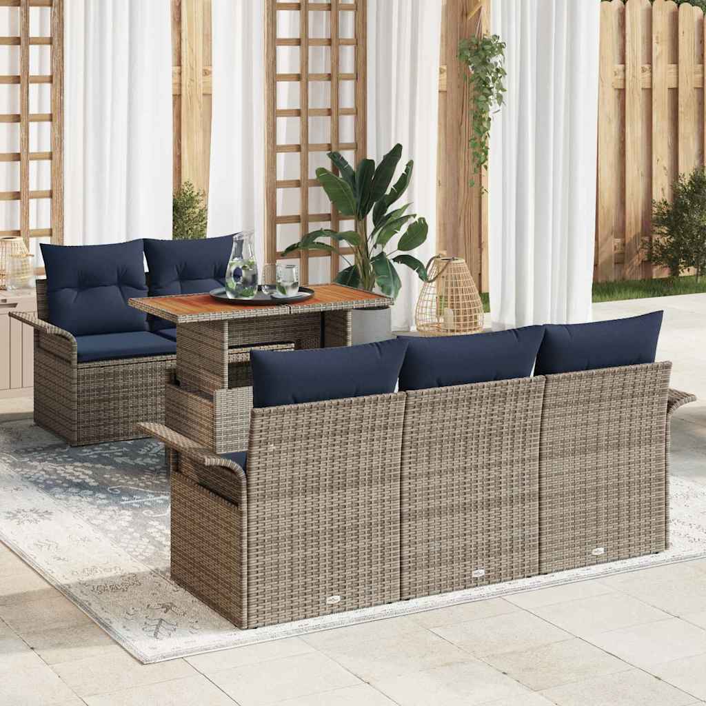 Ensemble de canapé de jardin 6 pcs Gris Poly rotin - XIOS