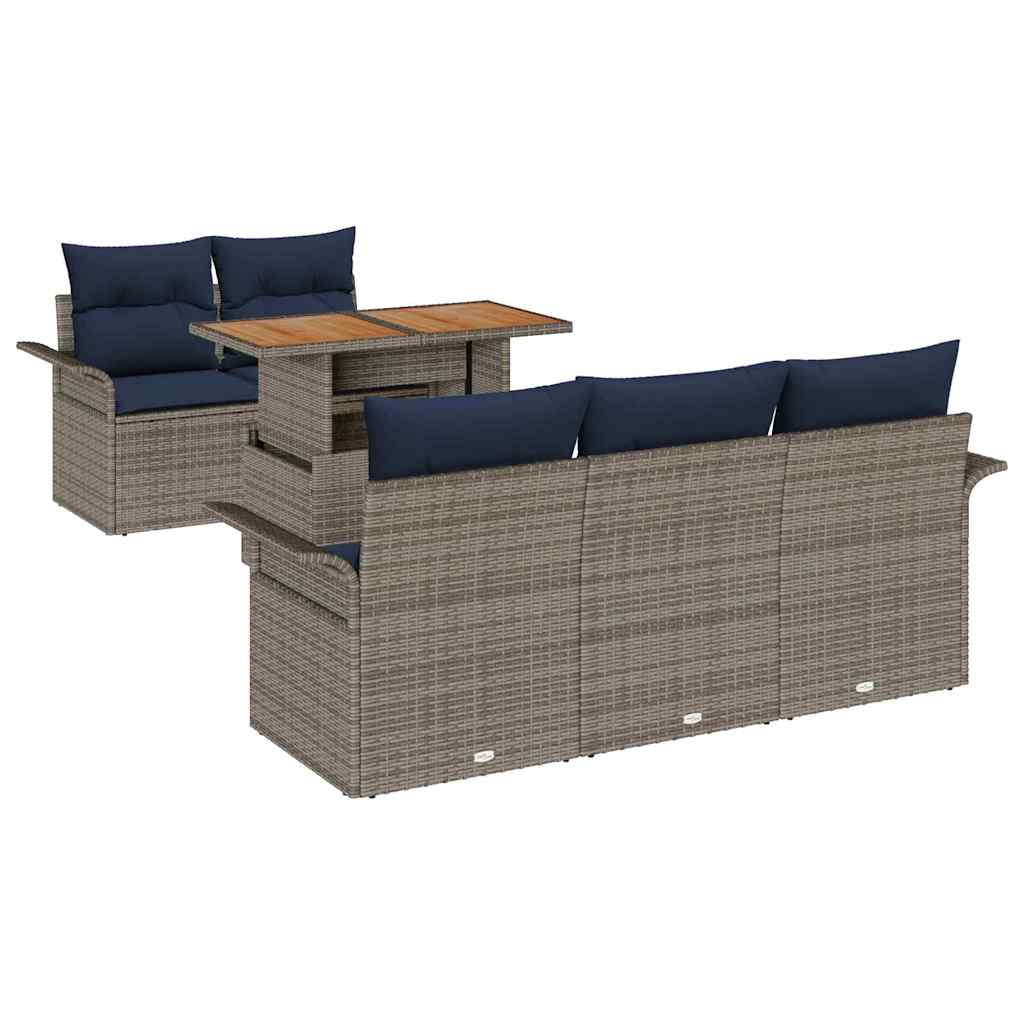 Ensemble de canapé de jardin 6 pcs Gris Poly rotin - XIOS