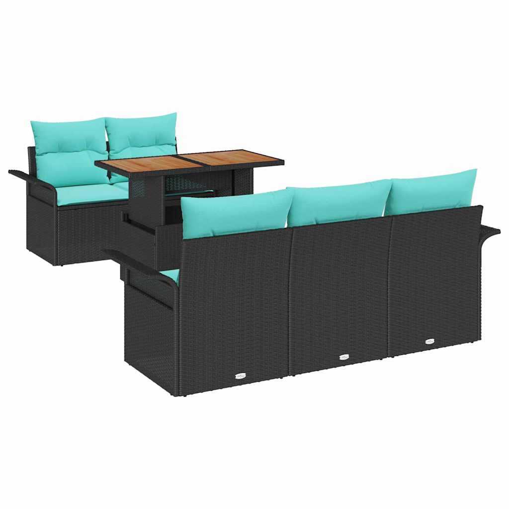Ensemble de canapé de jardin 6 pcs Noir Poly rotin - XIOS