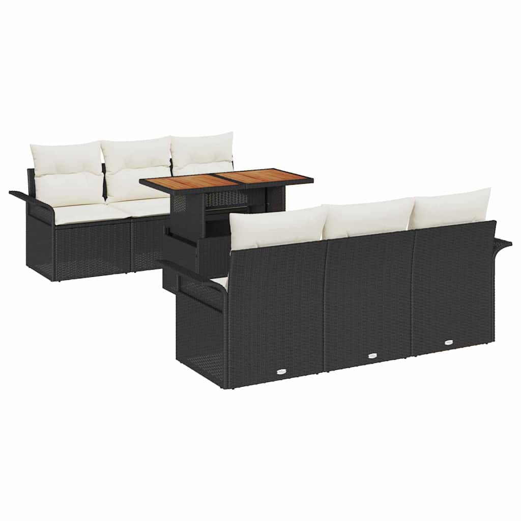 Ensemble de canapé de jardin 7 pcs Noir Poly rotin - XIOS