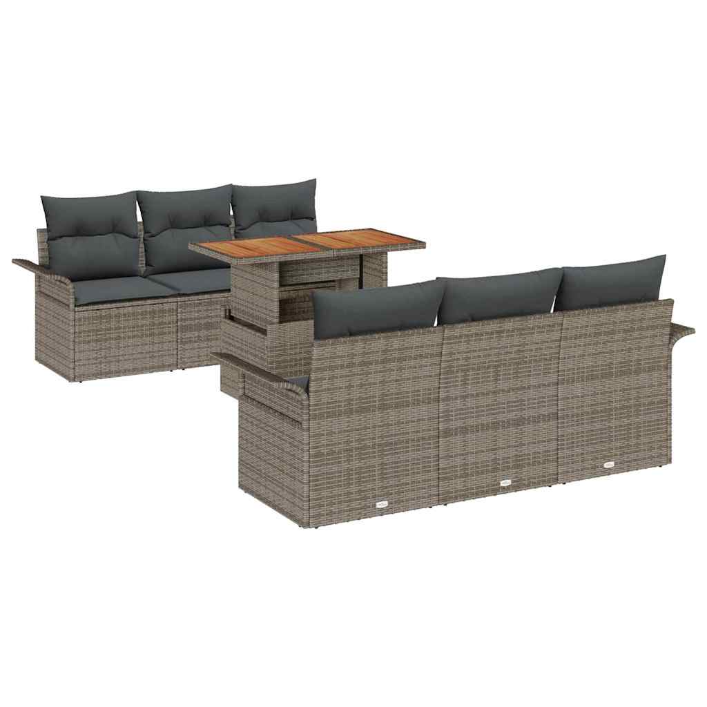 Ensemble de canapé de jardin 7 pcs Gris Poly rotin - XIOS