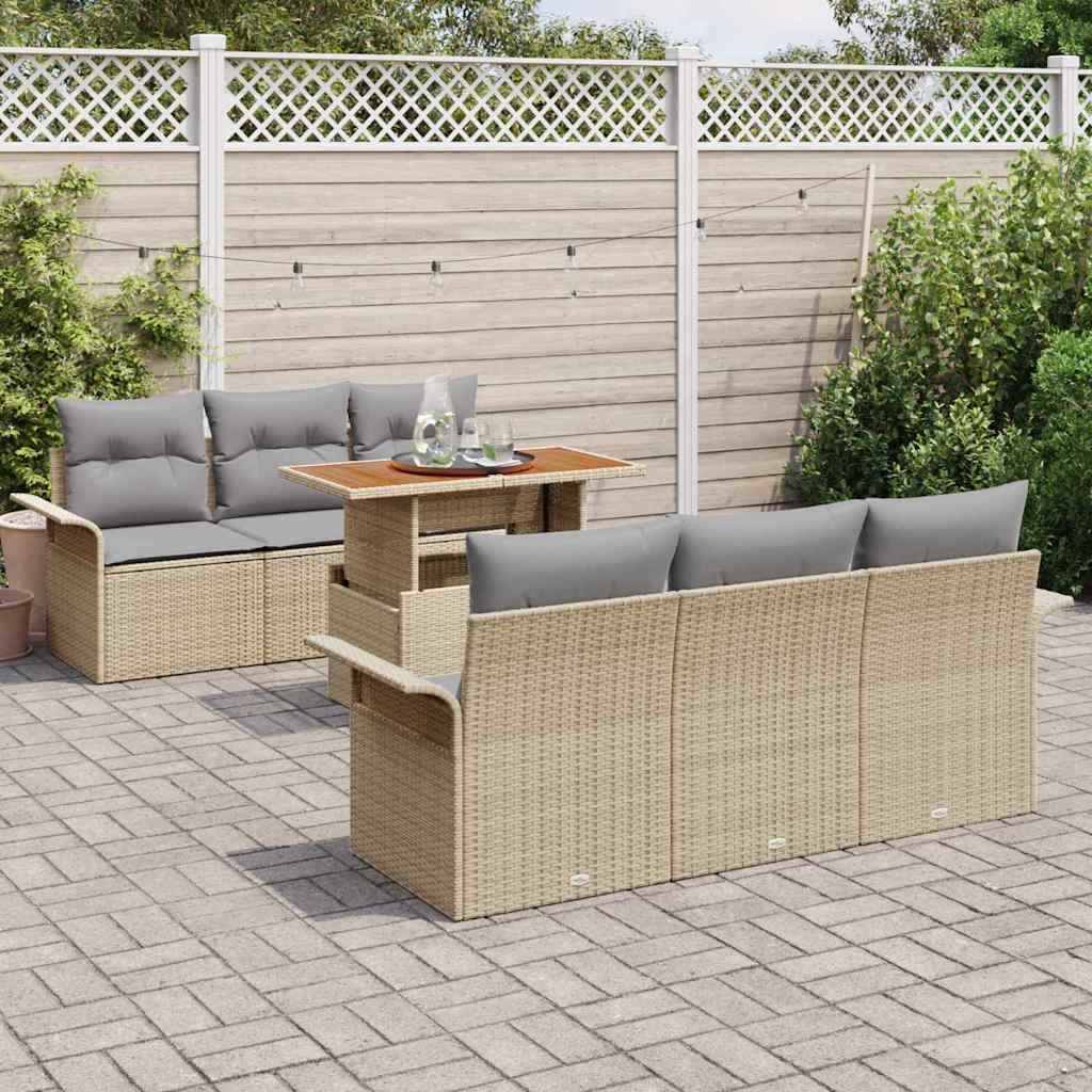 Ensemble de canapé de jardin 7 pcs Beige Poly rotin - XIOS