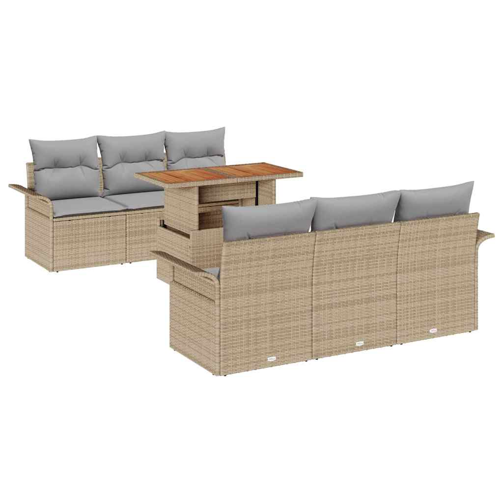 Ensemble de canapé de jardin 7 pcs Beige Poly rotin - XIOS