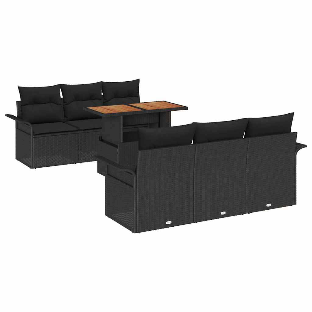 Ensemble de canapé de jardin 7 pcs Noir Poly rotin - XIOS