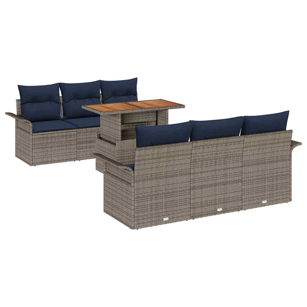 Ensemble de canapé de jardin 7 pcs Gris Poly rotin - XIOS