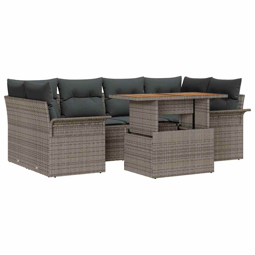 Ensemble de canapé de jardin 7 pcs Gris Poly rotin - XIOS