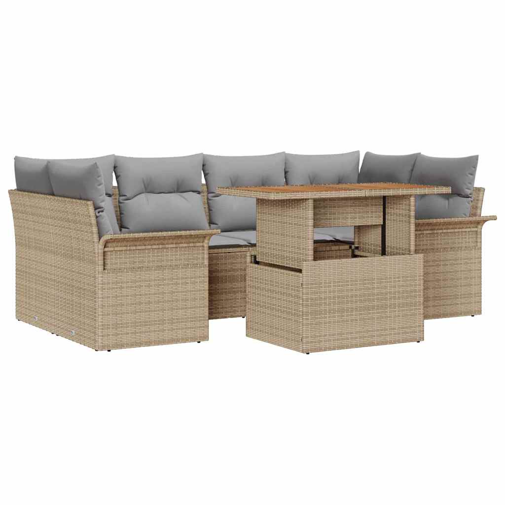 Ensemble de canapé de jardin 7 pcs Beige Poly rotin - XIOS