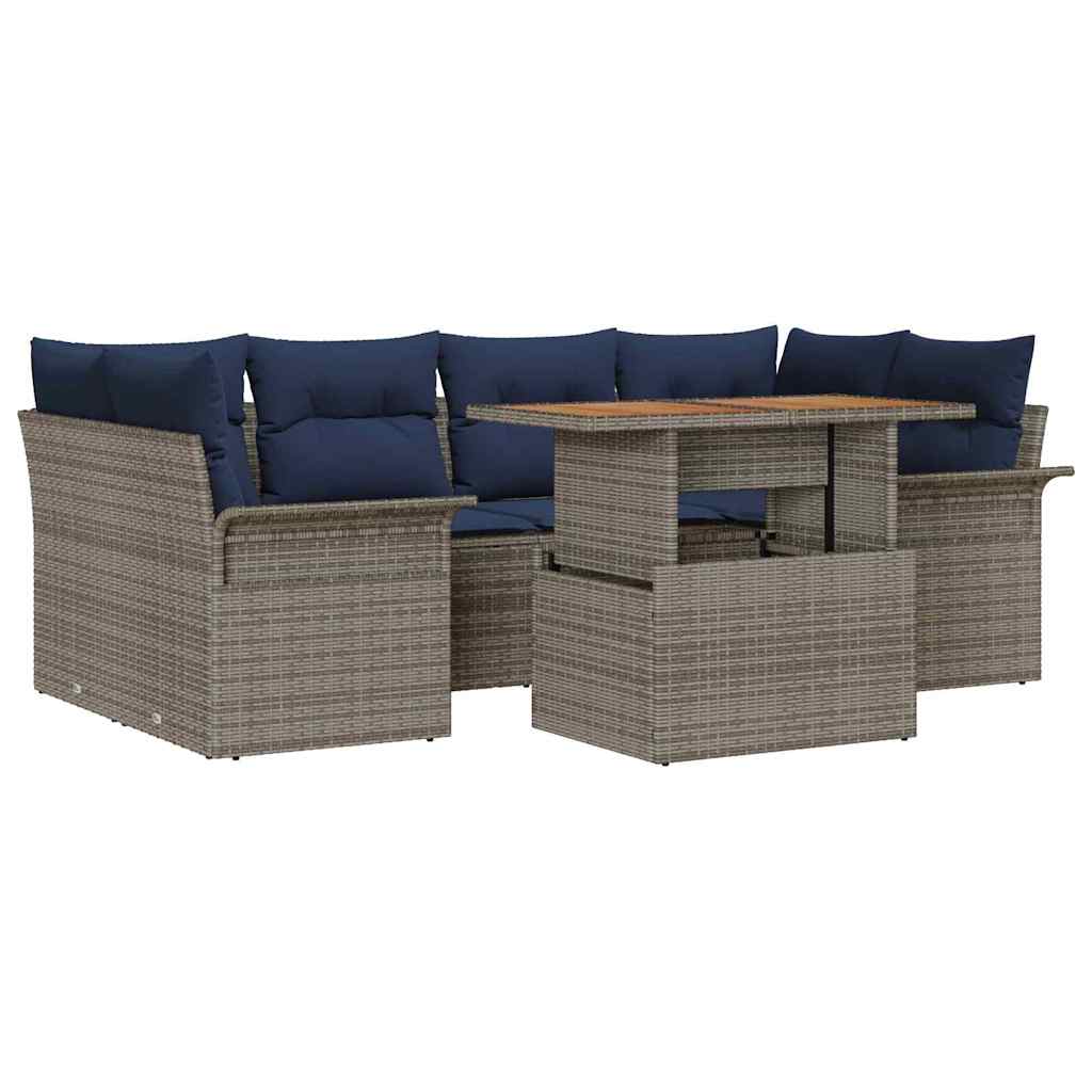 Ensemble de canapé de jardin 7 pcs Gris Poly rotin - XIOS