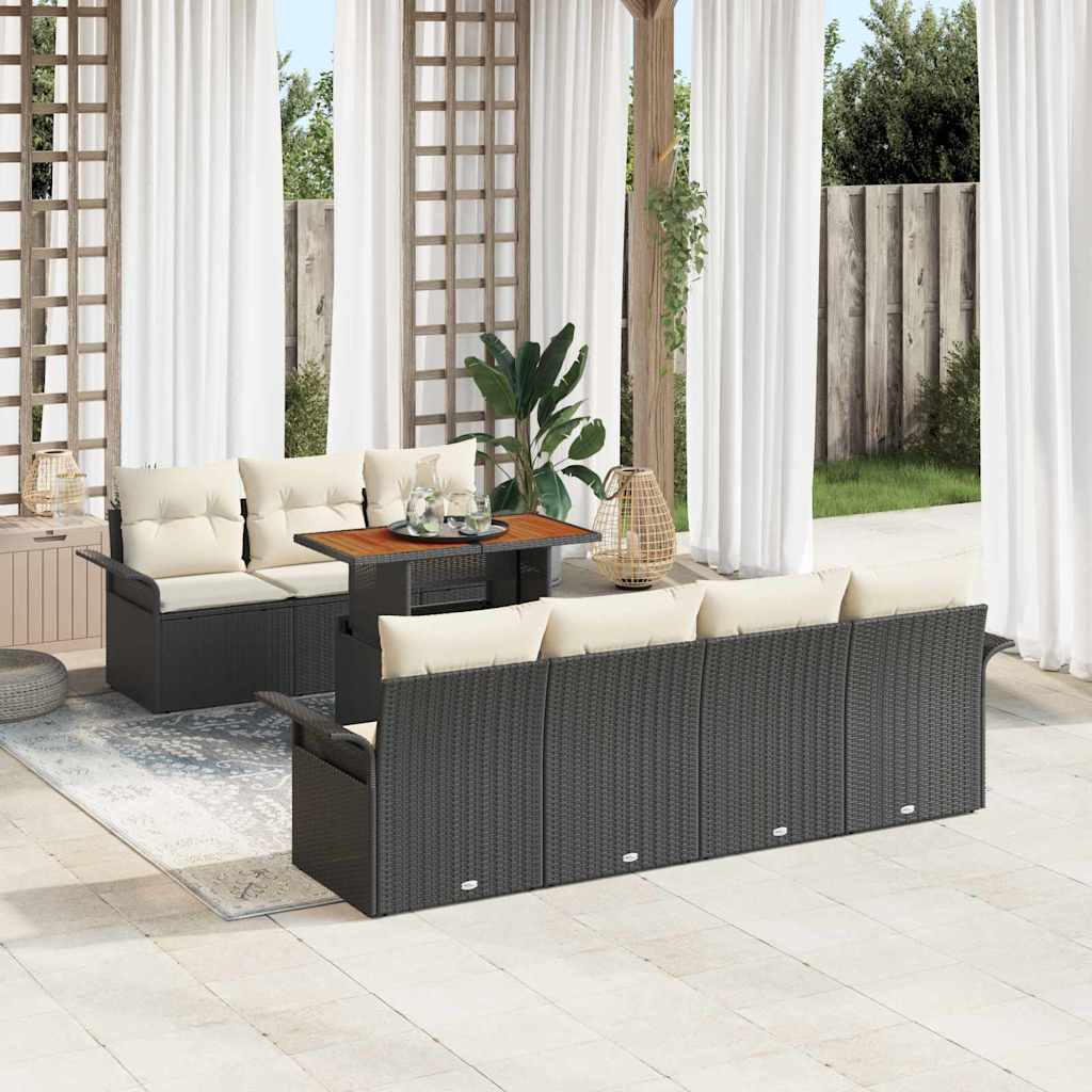 Ensemble de canapé de jardin 8 pcs Noir Poly rotin - XIOS