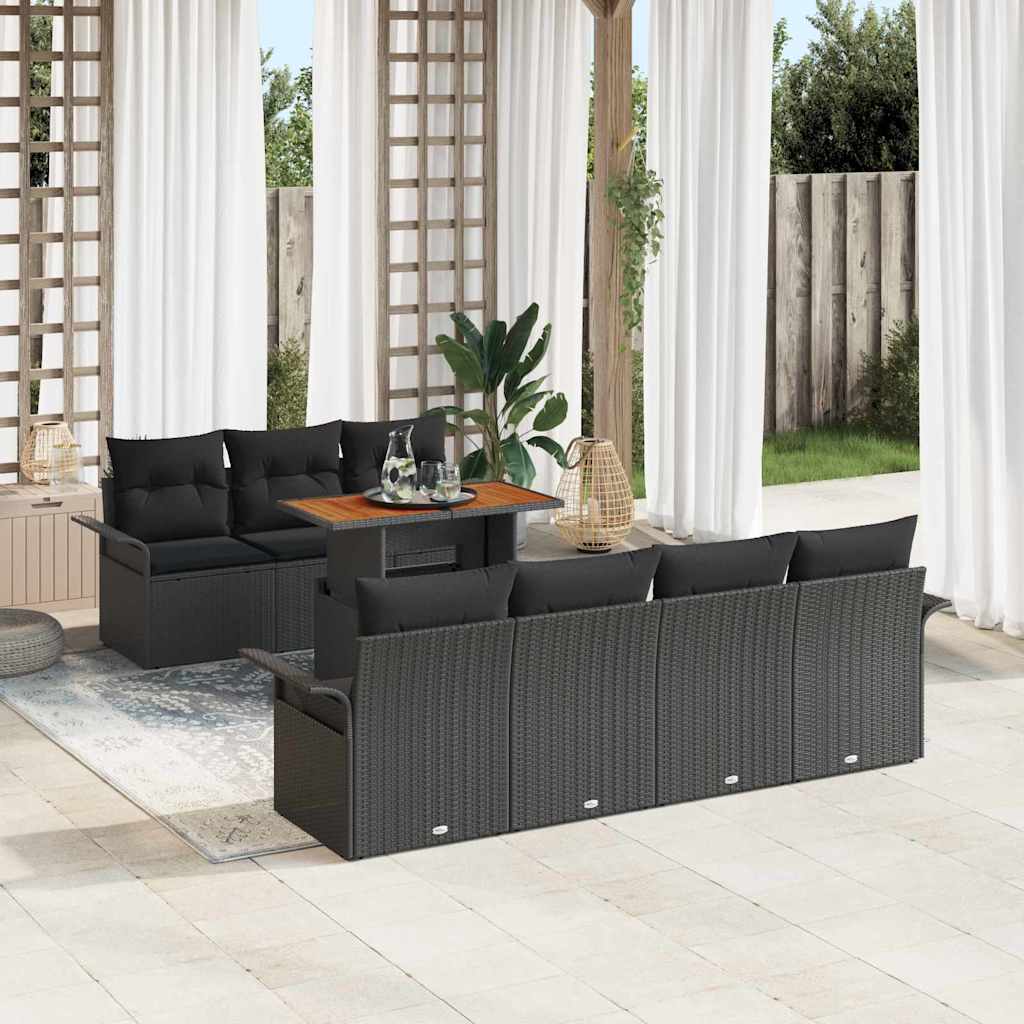 Ensemble de canapé de jardin 8 pcs Noir Poly rotin - XIOS