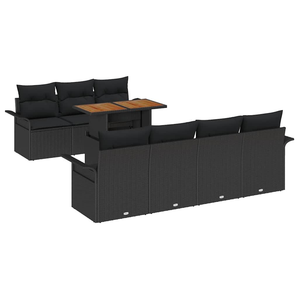 Ensemble de canapé de jardin 8 pcs Noir Poly rotin - XIOS