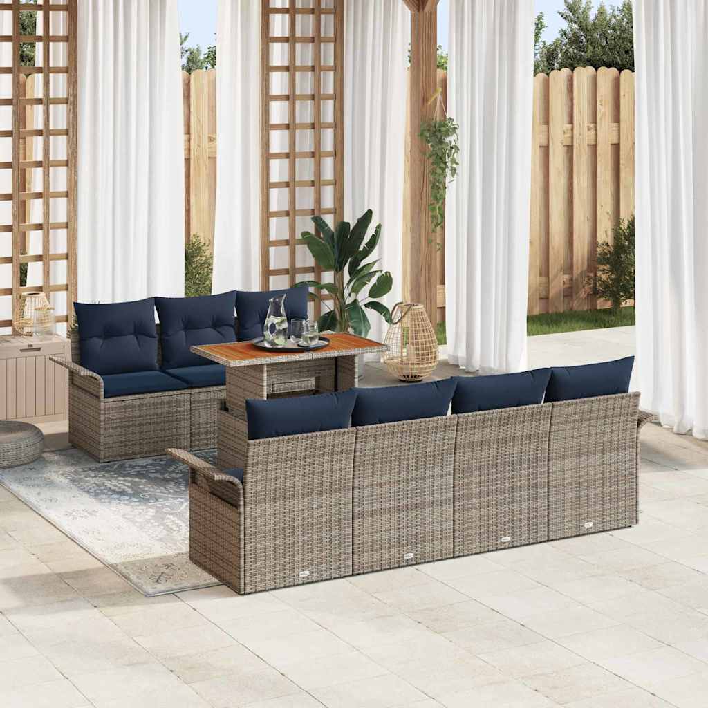 Ensemble de canapé de jardin 8 pcs Gris Poly rotin - XIOS