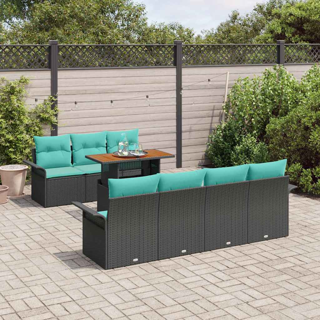 Ensemble de canapé de jardin 8 pcs Noir Poly rotin - XIOS