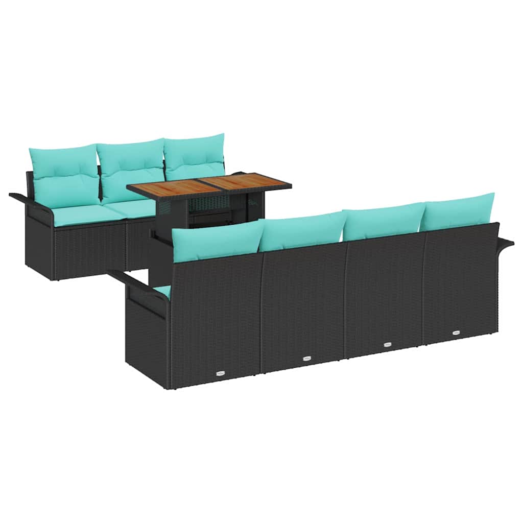 Ensemble de canapé de jardin 8 pcs Noir Poly rotin - XIOS