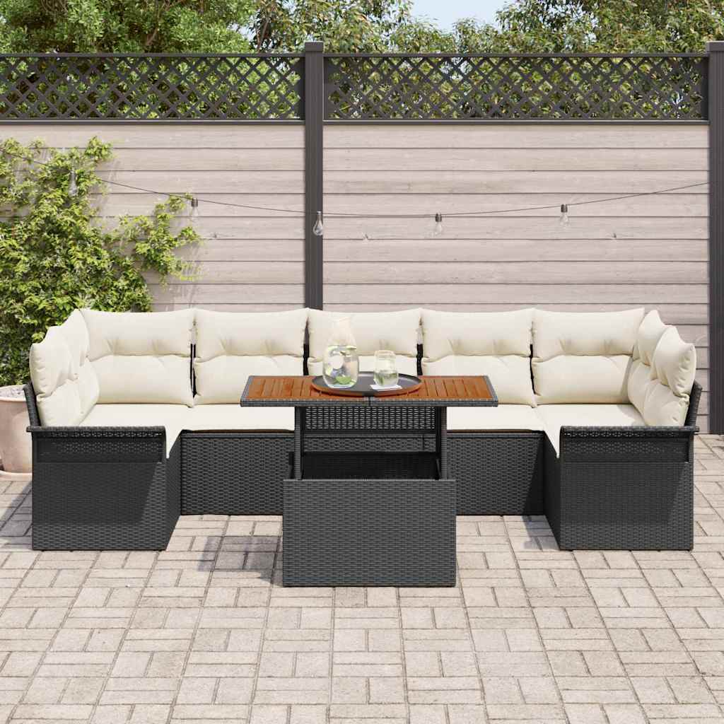 Ensemble de canapé de jardin 8 pcs Noir Poly rotin - XIOS
