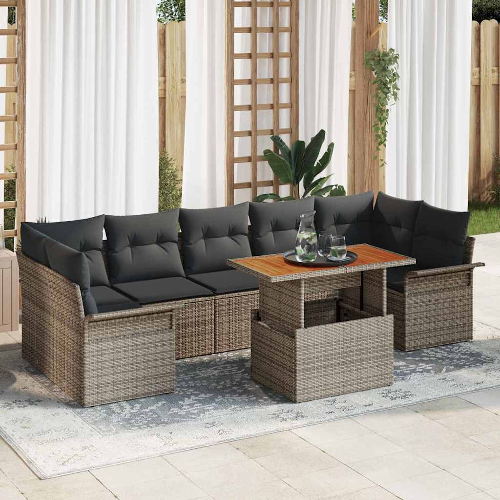 Ensemble de canapé de jardin 8 pcs Gris Poly rotin - XIOS