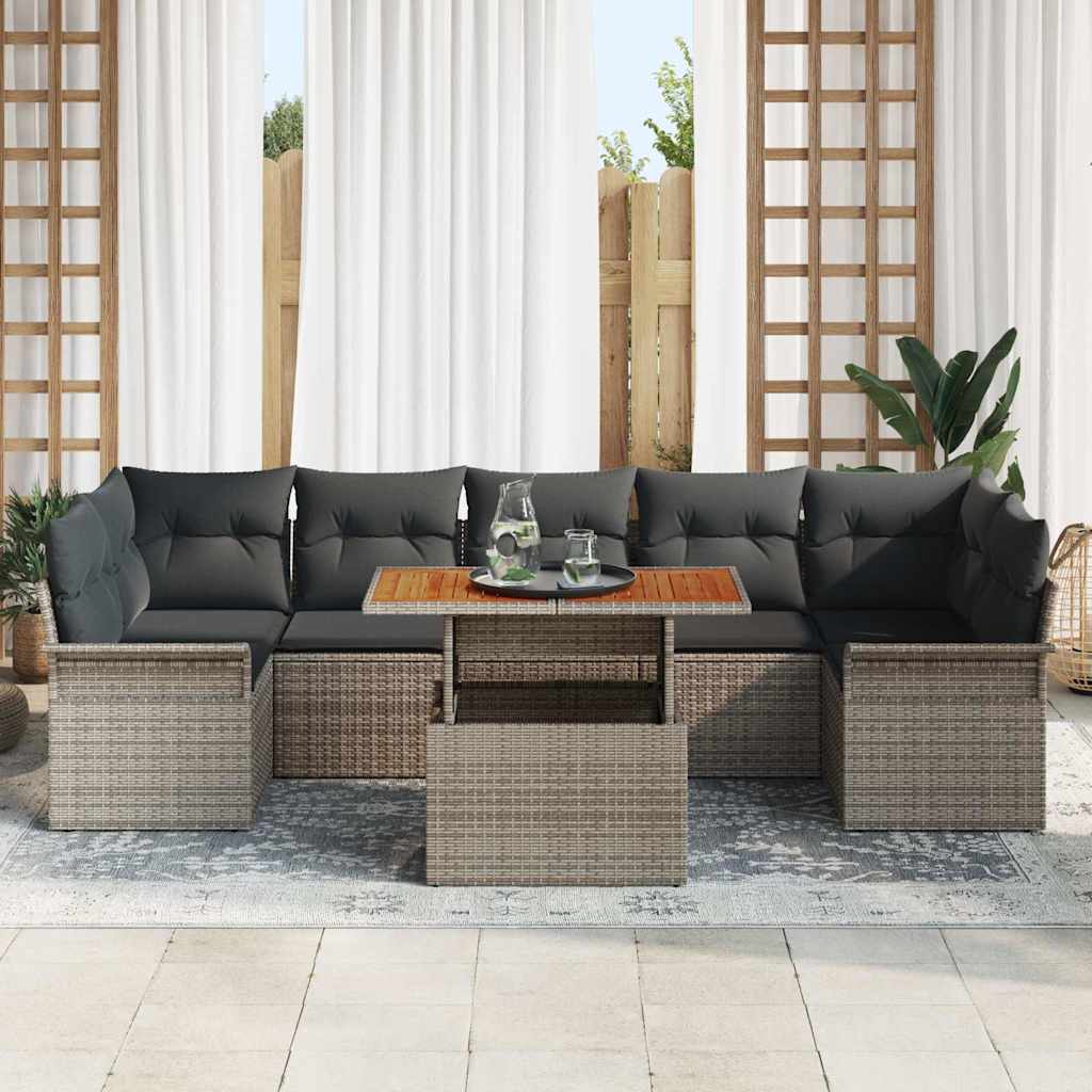 Ensemble de canapé de jardin 8 pcs Gris Poly rotin - XIOS