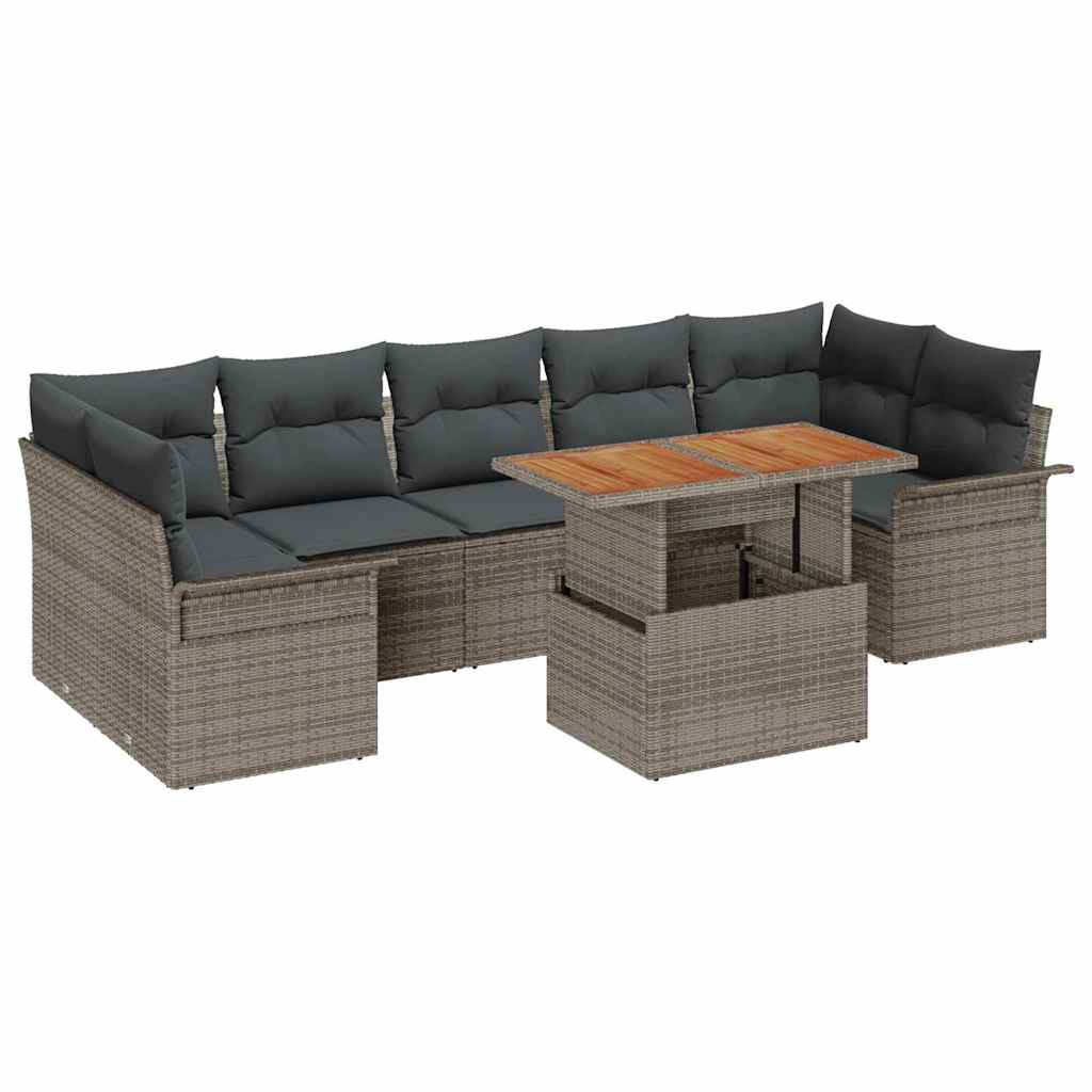 Ensemble de canapé de jardin 8 pcs Gris Poly rotin - XIOS