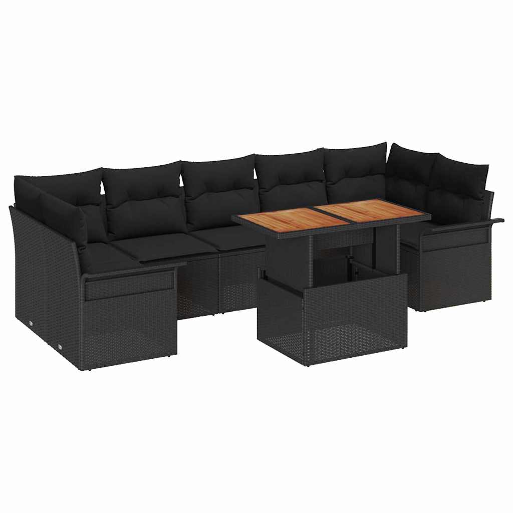 Ensemble de canapé de jardin 8 pcs Noir Poly rotin - XIOS