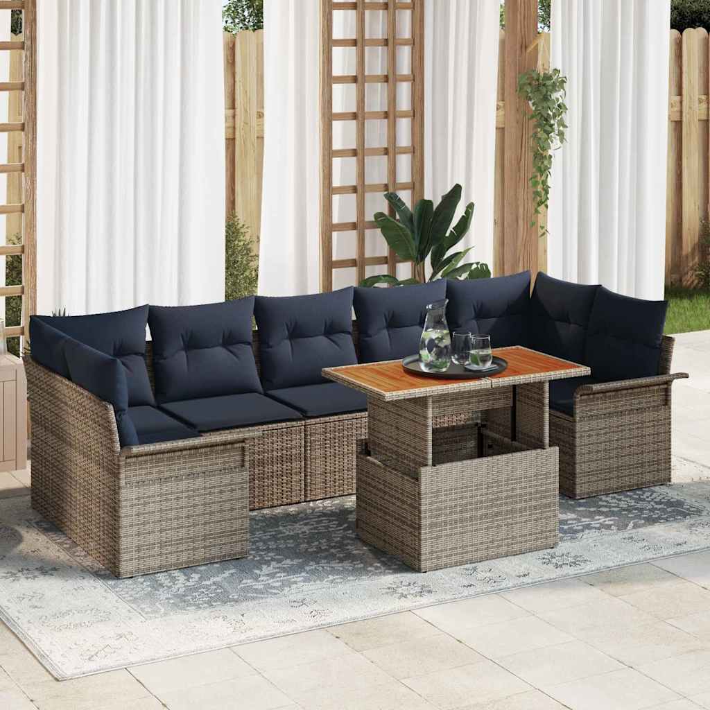 Ensemble de canapé de jardin 8 pcs Gris Poly rotin - XIOS