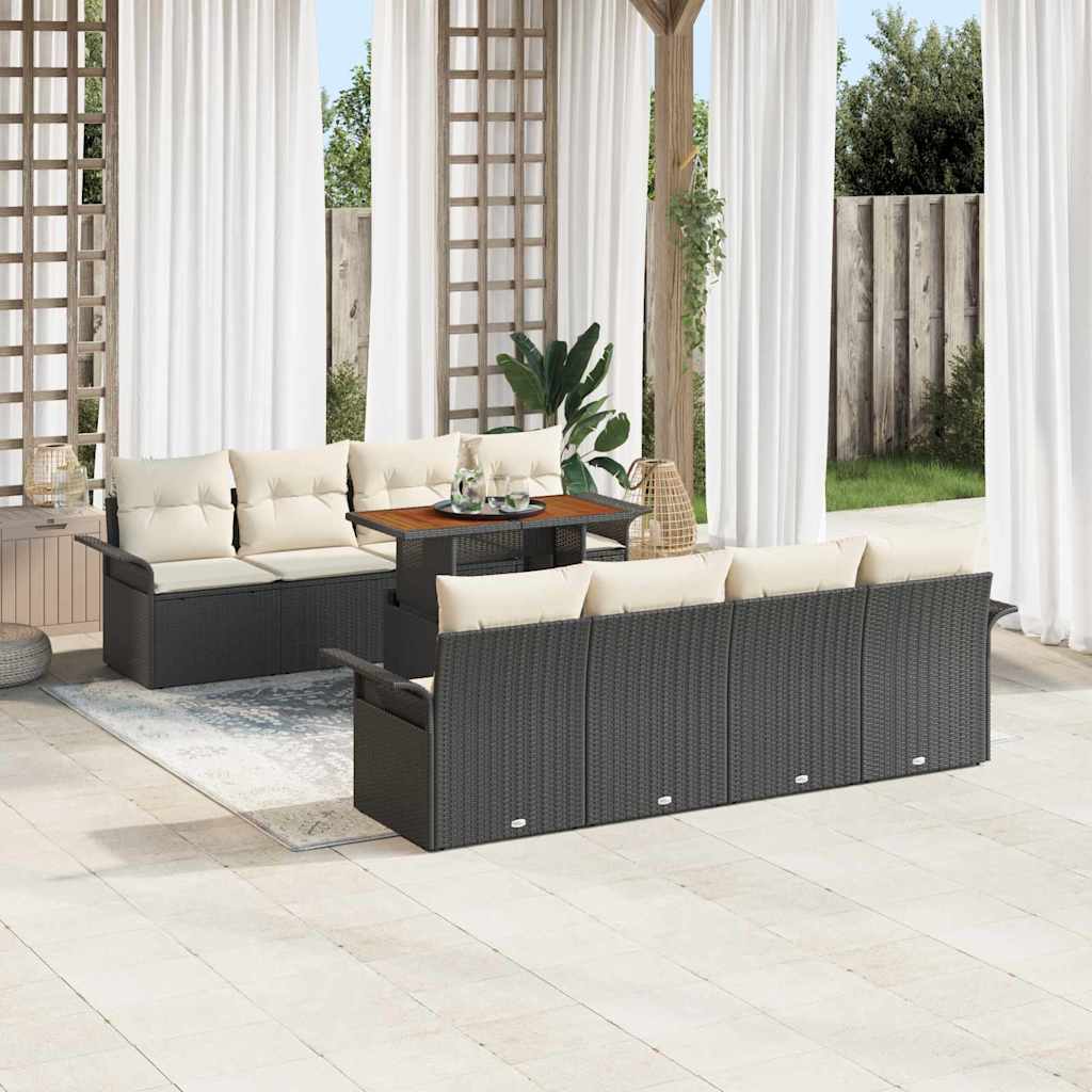 Ensemble de canapé de jardin 9 pcs Noir Poly rotin - XIOS