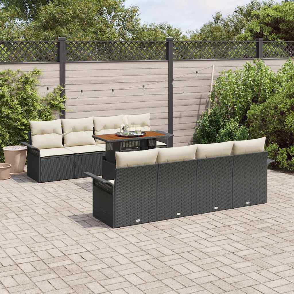 Ensemble de canapé de jardin 9 pcs Noir Poly rotin - XIOS