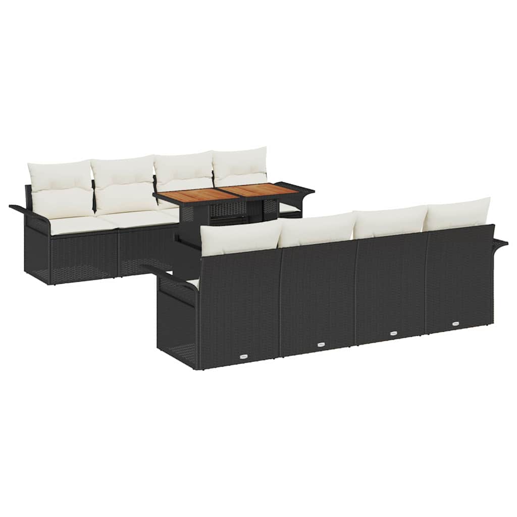 Ensemble de canapé de jardin 9 pcs Noir Poly rotin - XIOS