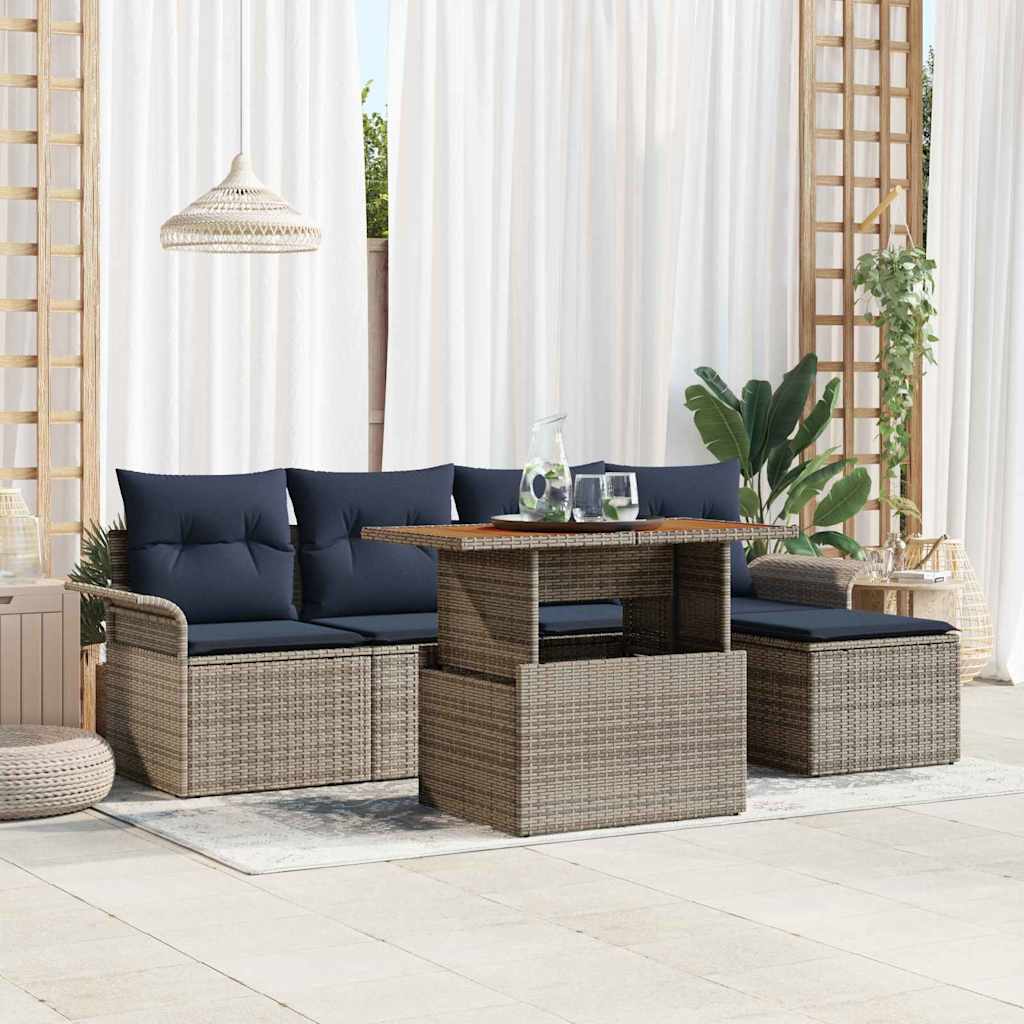 Ensemble de canapé de jardin 6 pcs Gris Poly rotin - XIOS