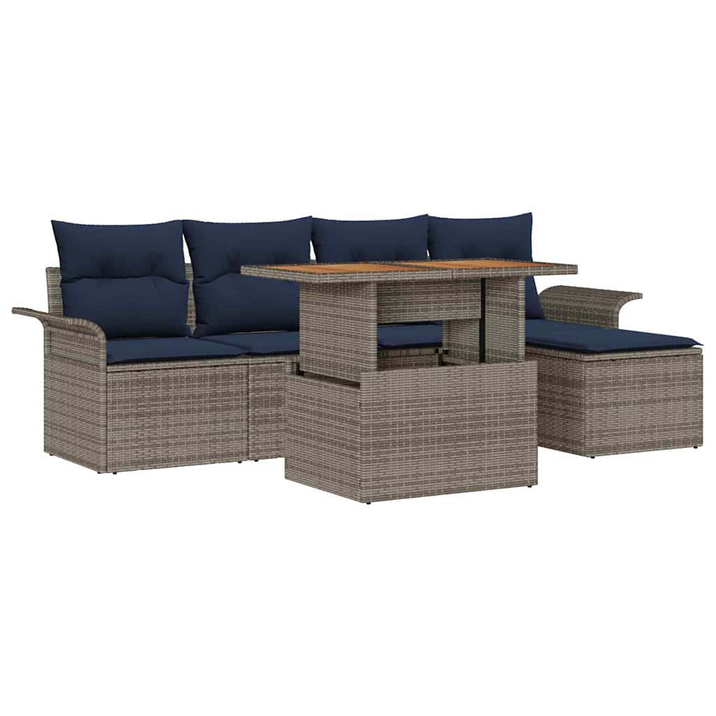 Ensemble de canapé de jardin 6 pcs Gris Poly rotin - XIOS