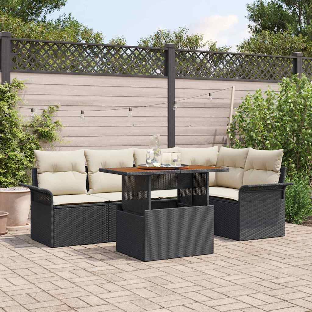 Ensemble de canapé de jardin 6 pcs Noir Poly rotin - XIOS