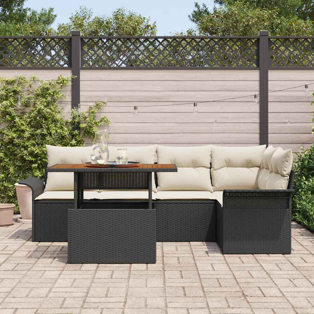 Ensemble de canapé de jardin 6 pcs Noir Poly rotin - XIOS