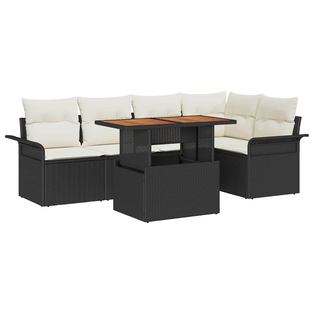 Ensemble de canapé de jardin 6 pcs Noir Poly rotin - XIOS
