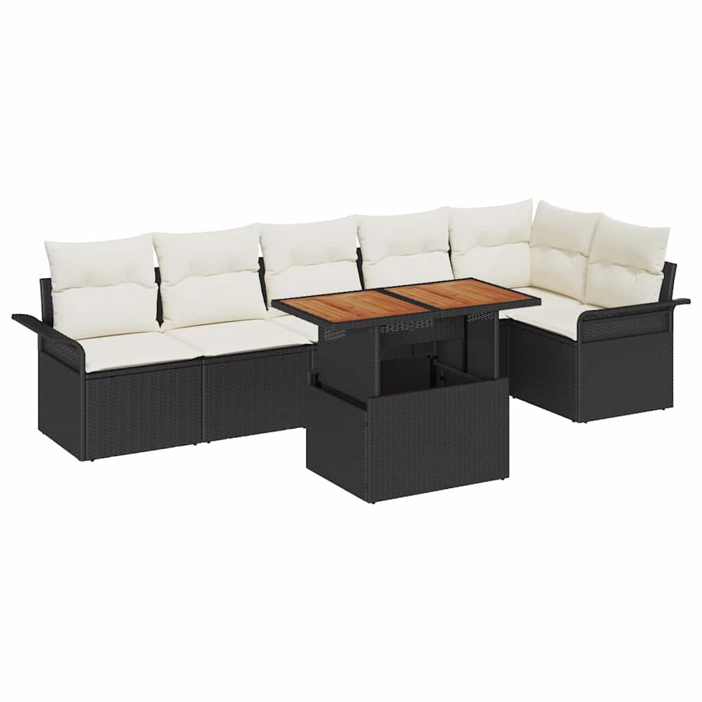 Ensemble de canapé de jardin 7 pcs Noir Poly rotin - XIOS