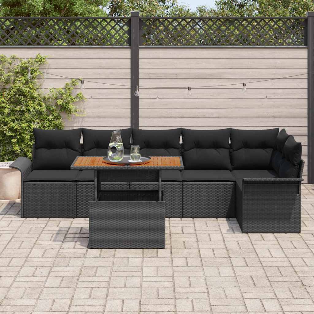 Ensemble de canapé de jardin 7 pcs Noir Poly rotin - XIOS