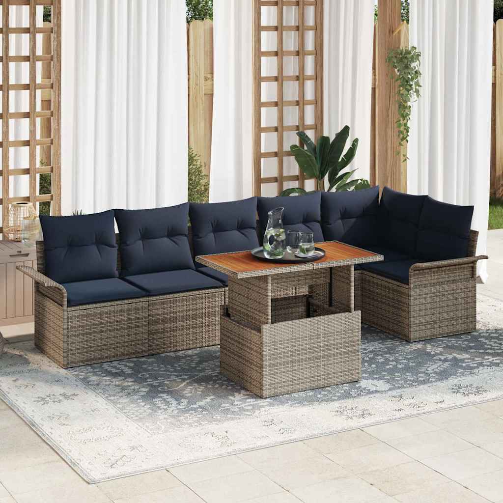 Ensemble de canapé de jardin 7 pcs Gris Poly rotin - XIOS