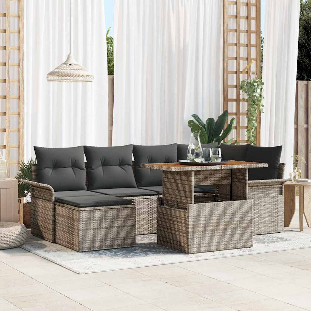 Ensemble de canapé de jardin 7 pc Gris Poly rotin
