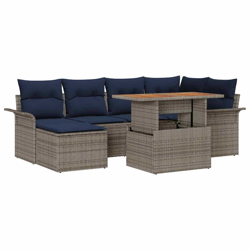 Ensemble de canapé de jardin 7 pcs Gris Poly rotin - XIOS